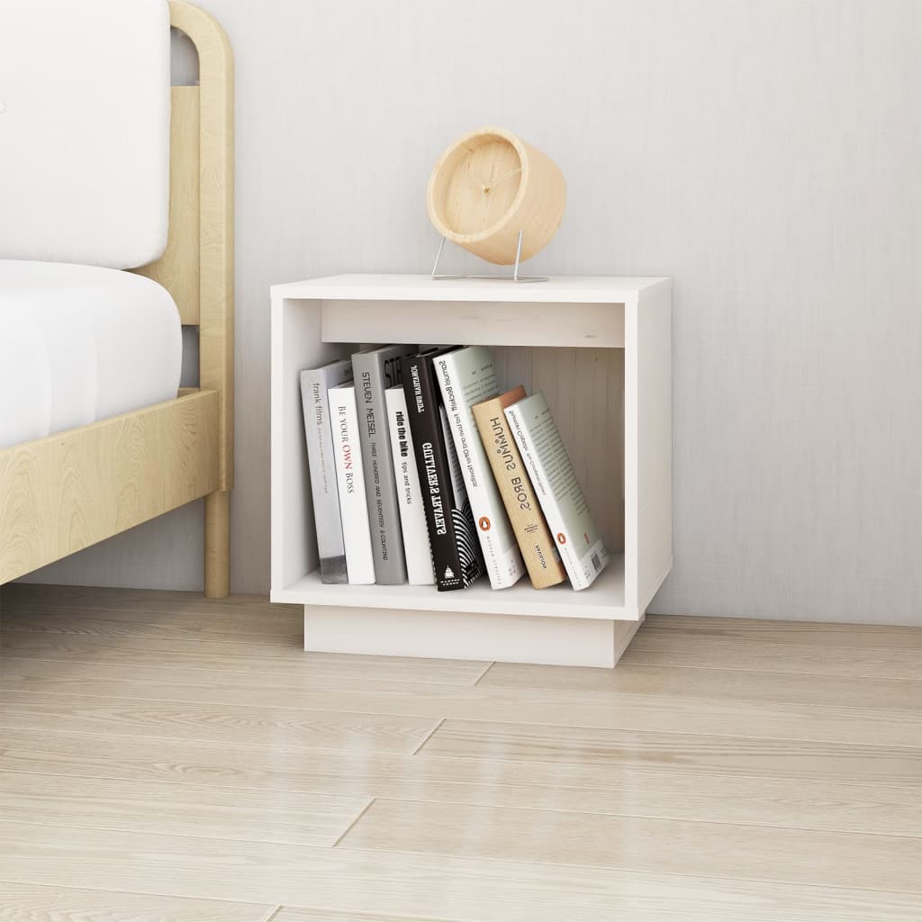 Bedside Cabinet White 40x30x40 cm Solid Wood Pine - Newstart Furniture