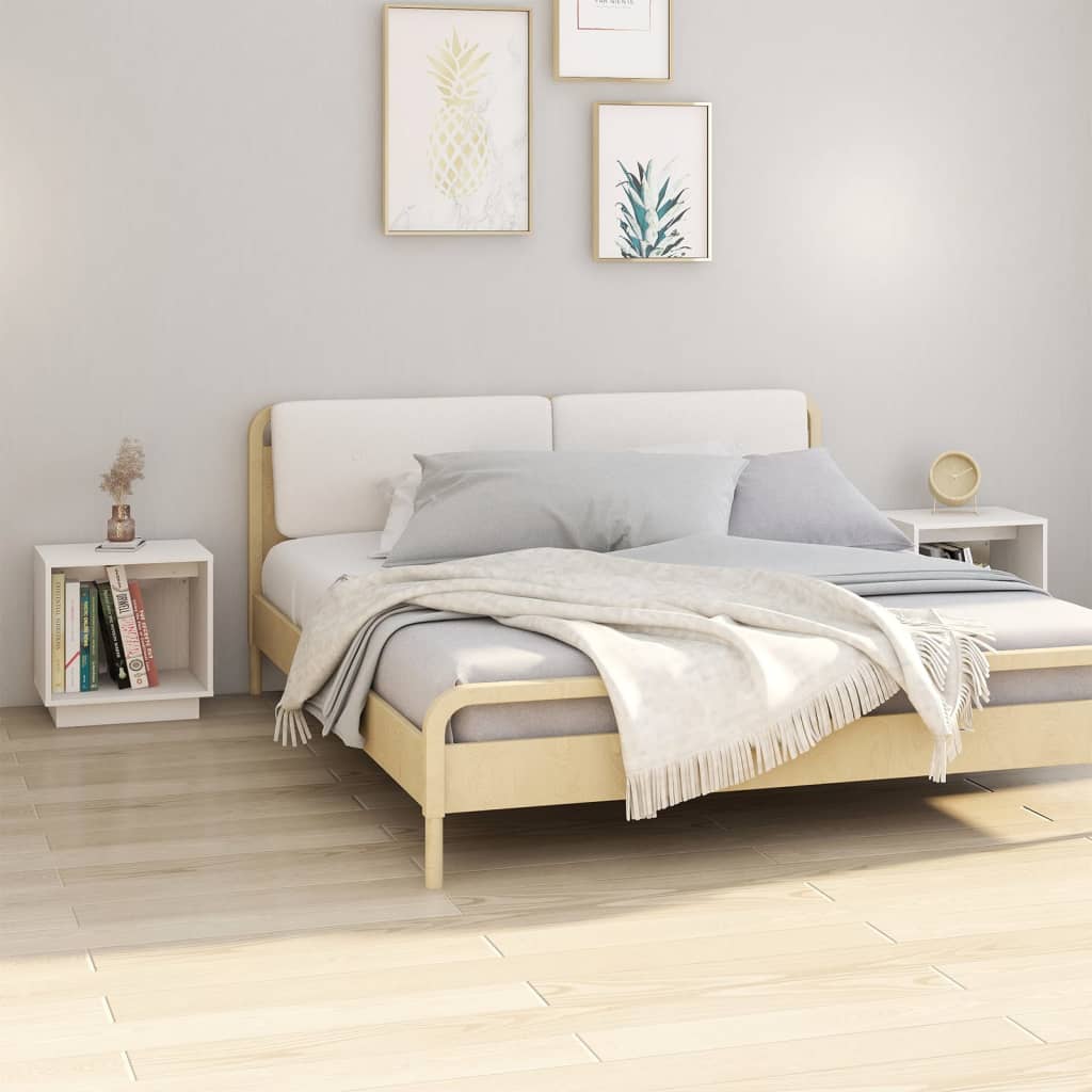 Bedside Cabinets 2 pcs White 40x30x40 cm Solid Wood Pine - Newstart Furniture