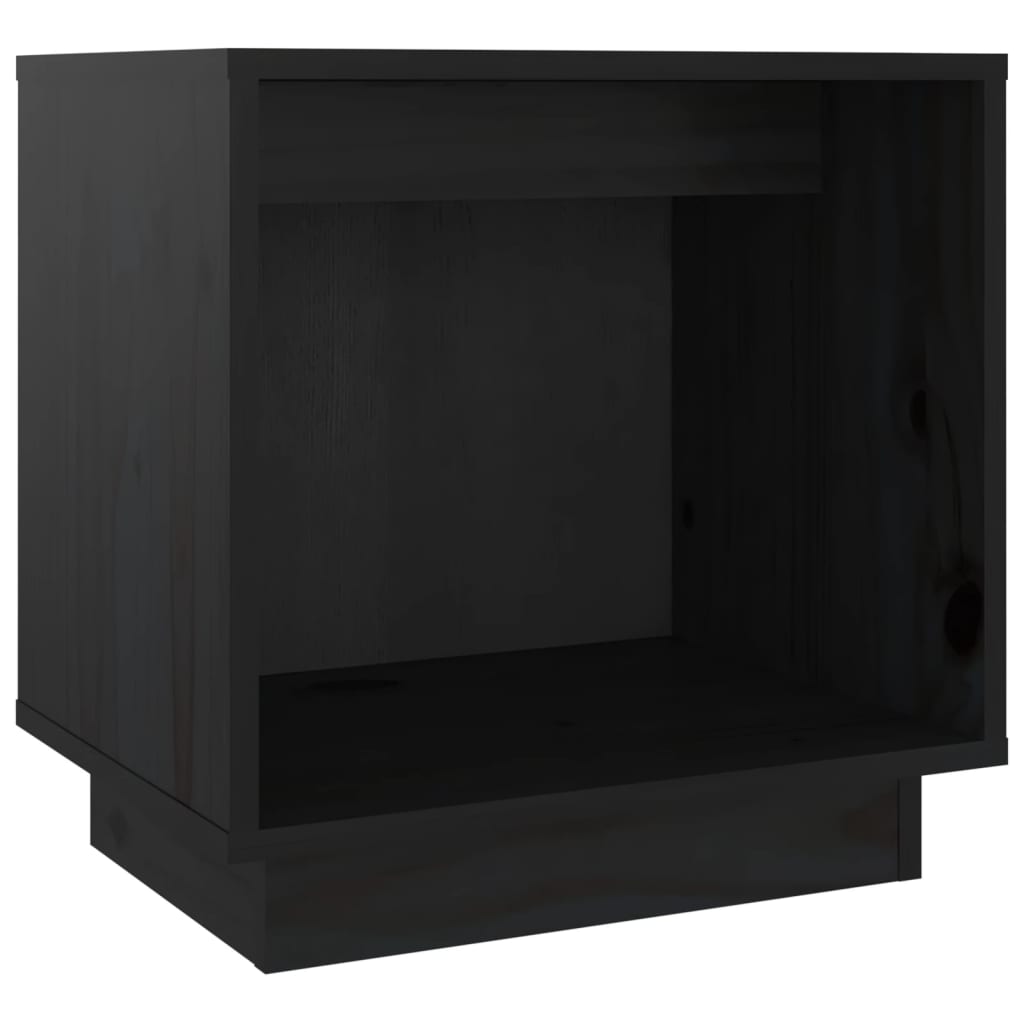 Bedside Cabinet Black 40x30x40 cm Solid Wood Pine - Newstart Furniture