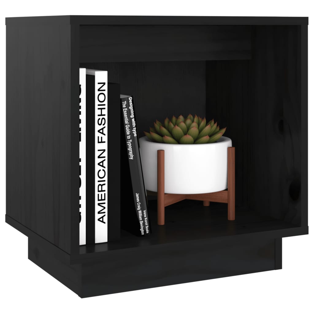 Bedside Cabinets 2 pcs Black 40x30x40 cm Solid Wood Pine - Newstart Furniture