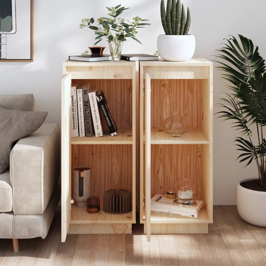 Sideboards 2 pcs 31.5x34x75 cm Solid Wood Pine - Newstart Furniture