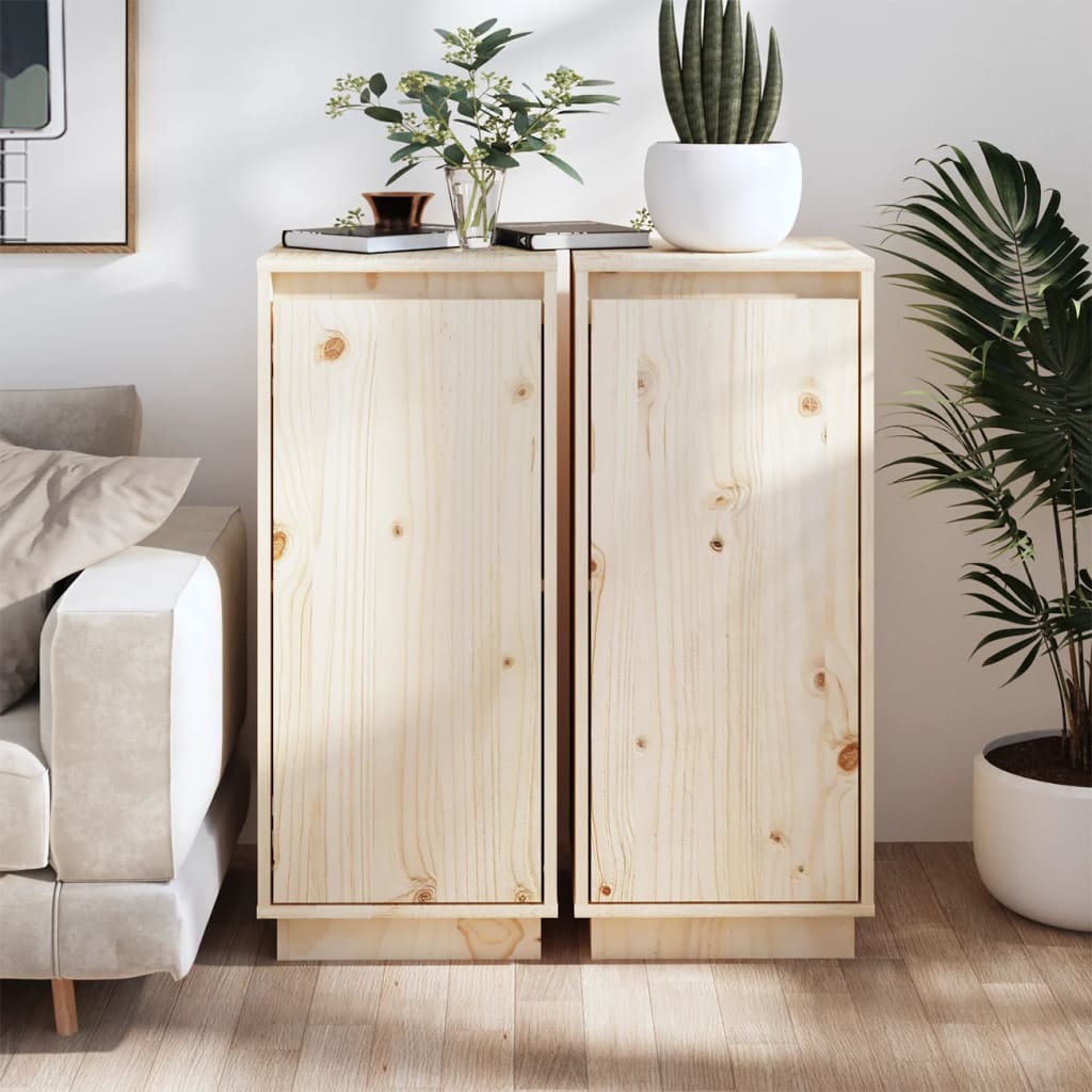 Sideboards 2 pcs 31.5x34x75 cm Solid Wood Pine - Newstart Furniture