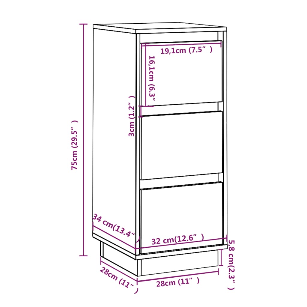 Sideboards 2 pcs Honey Brown 32x34x75 cm Solid Wood Pine - Newstart Furniture
