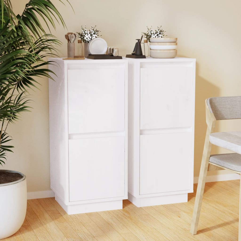 Sideboards 2 pcs White 31.5x34x75 cm Solid Wood Pine - Newstart Furniture