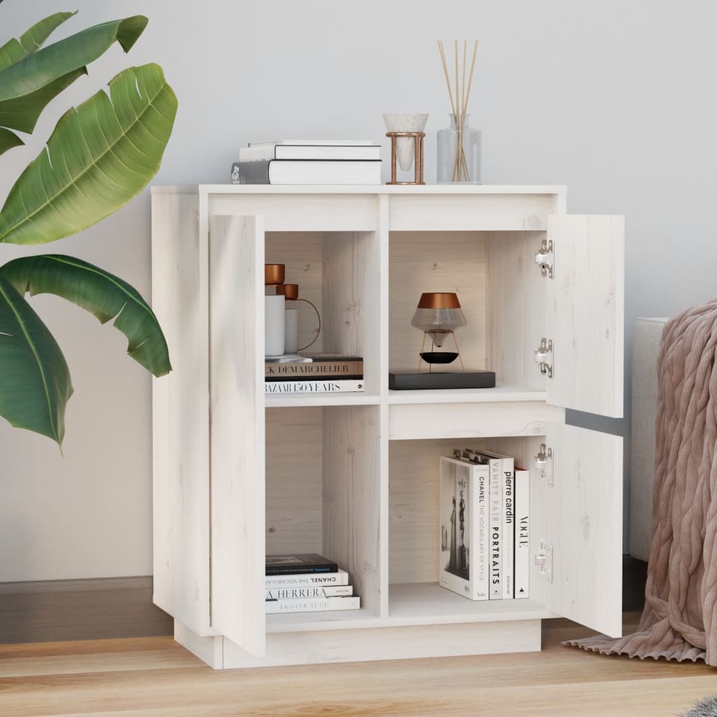 Sideboard White 60x34x75 cm Solid Wood Pine - Newstart Furniture