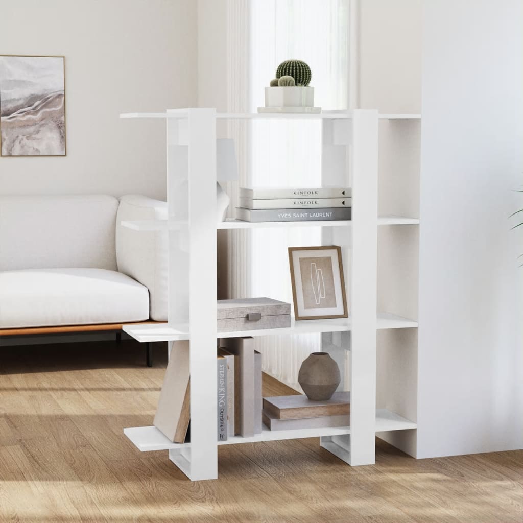 Book Cabinet/Room Divider High Gloss White 100x30x123.5 cm - Newstart Furniture