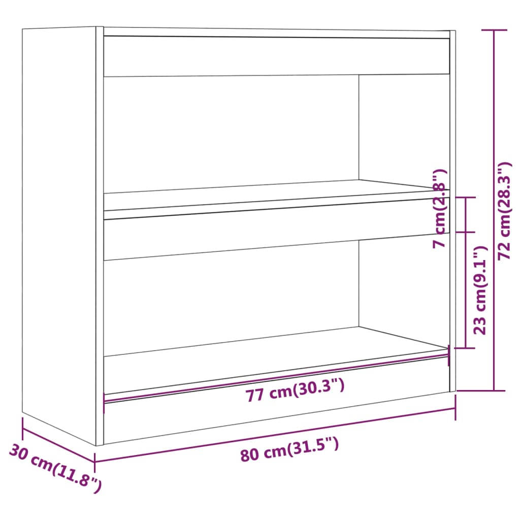 Book Cabinet/Room Divider White 80x30x72 cm - Newstart Furniture