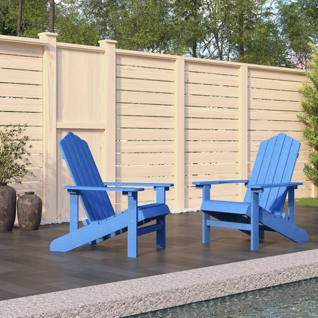 Garden Adirondack Chairs 2 pcs HDPE Aqua Blue - Newstart Furniture