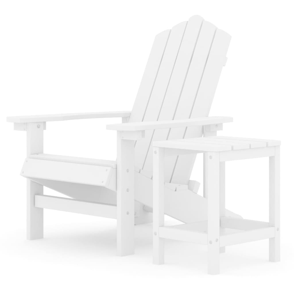 Garden Adirondack Chair with Table HDPE White - Newstart Furniture