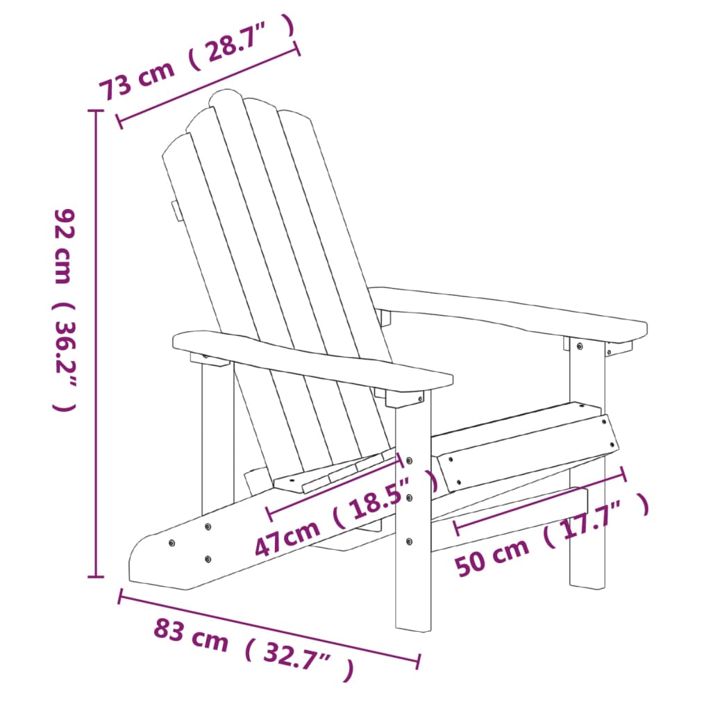 Garden Adirondack Chair with Table HDPE White - Newstart Furniture