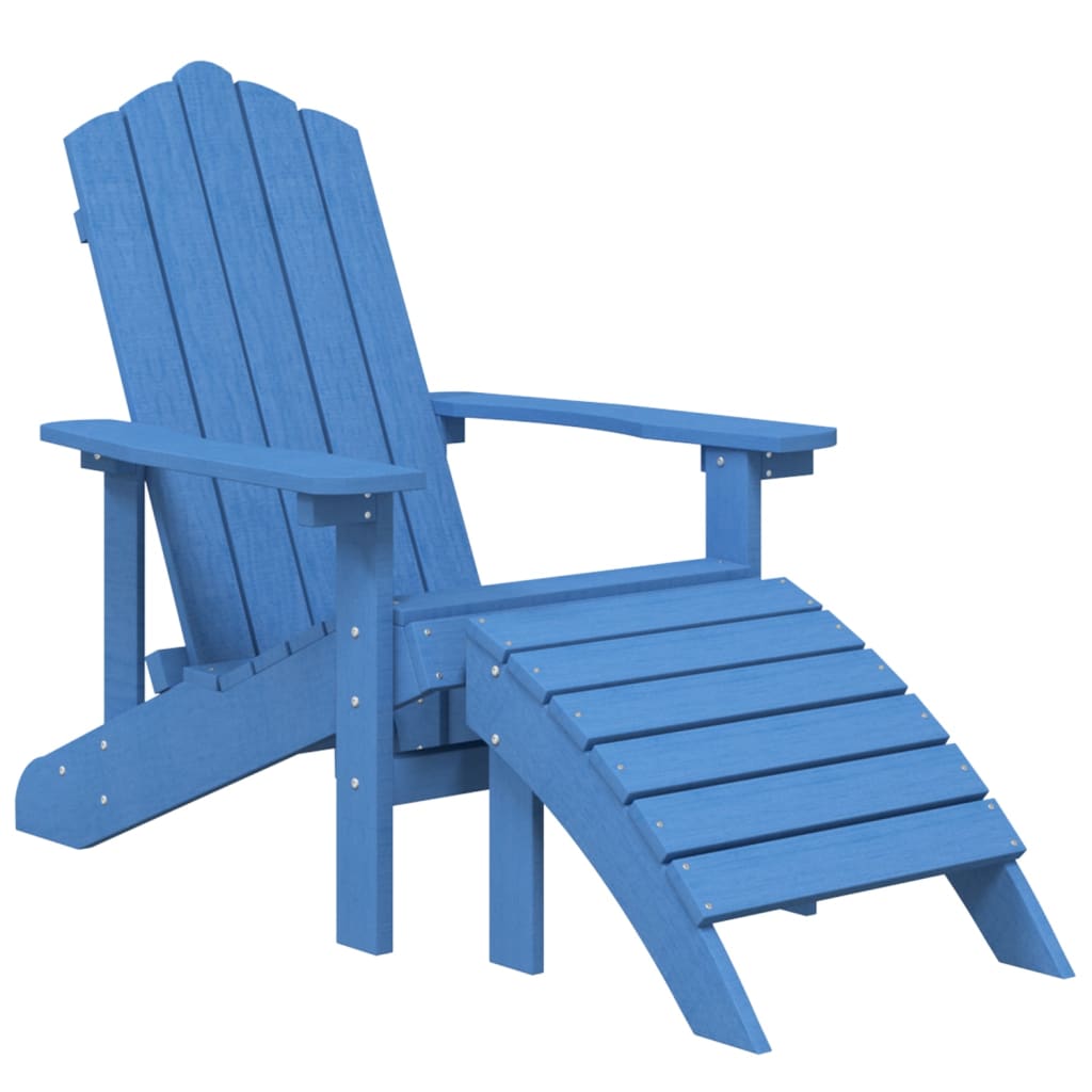 Garden Adirondack Chairs with Footstool & Table HDPE Aqua Blue - Newstart Furniture