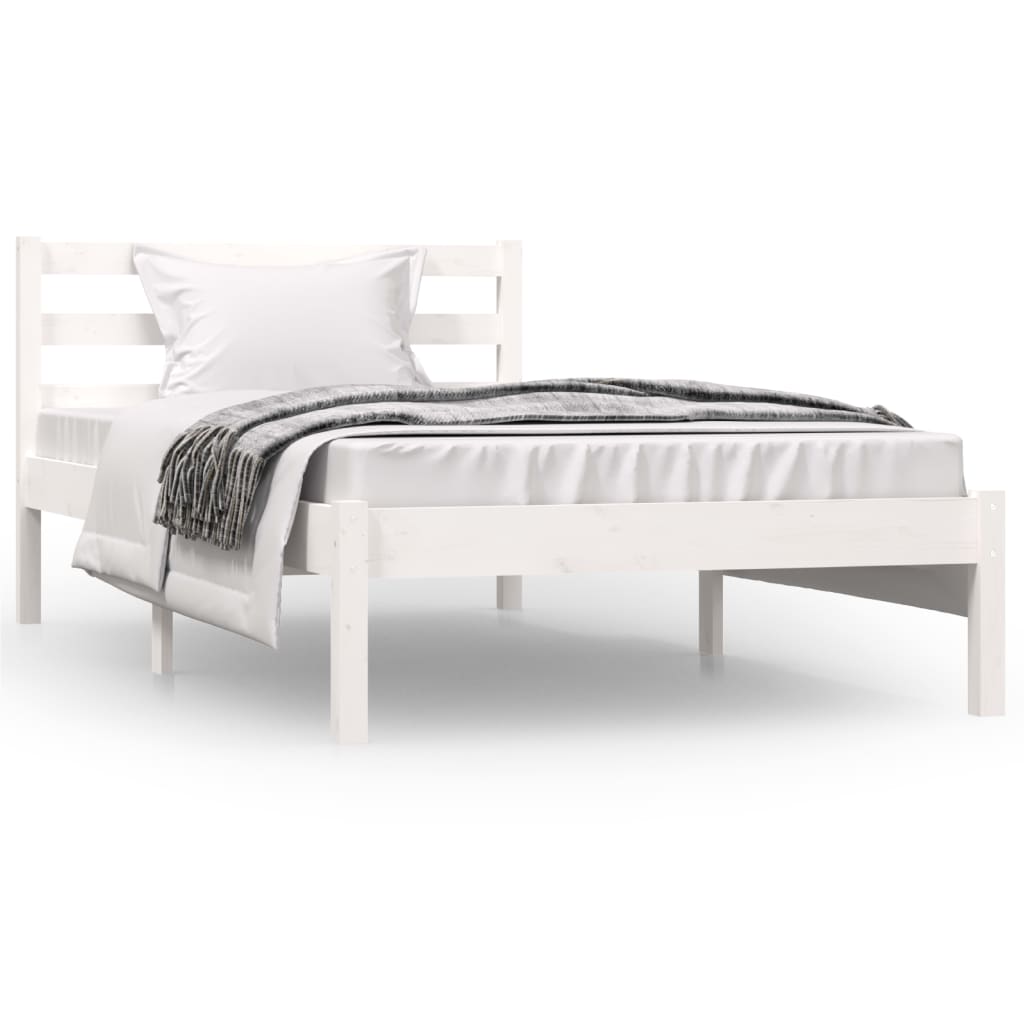 Bed Frame Solid Wood Pine 92x187 cm Single Bed Size White - Newstart Furniture