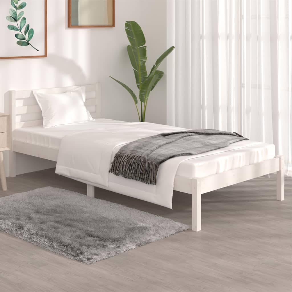 Bed Frame Solid Wood Pine 92x187 cm Single Bed Size White - Newstart Furniture