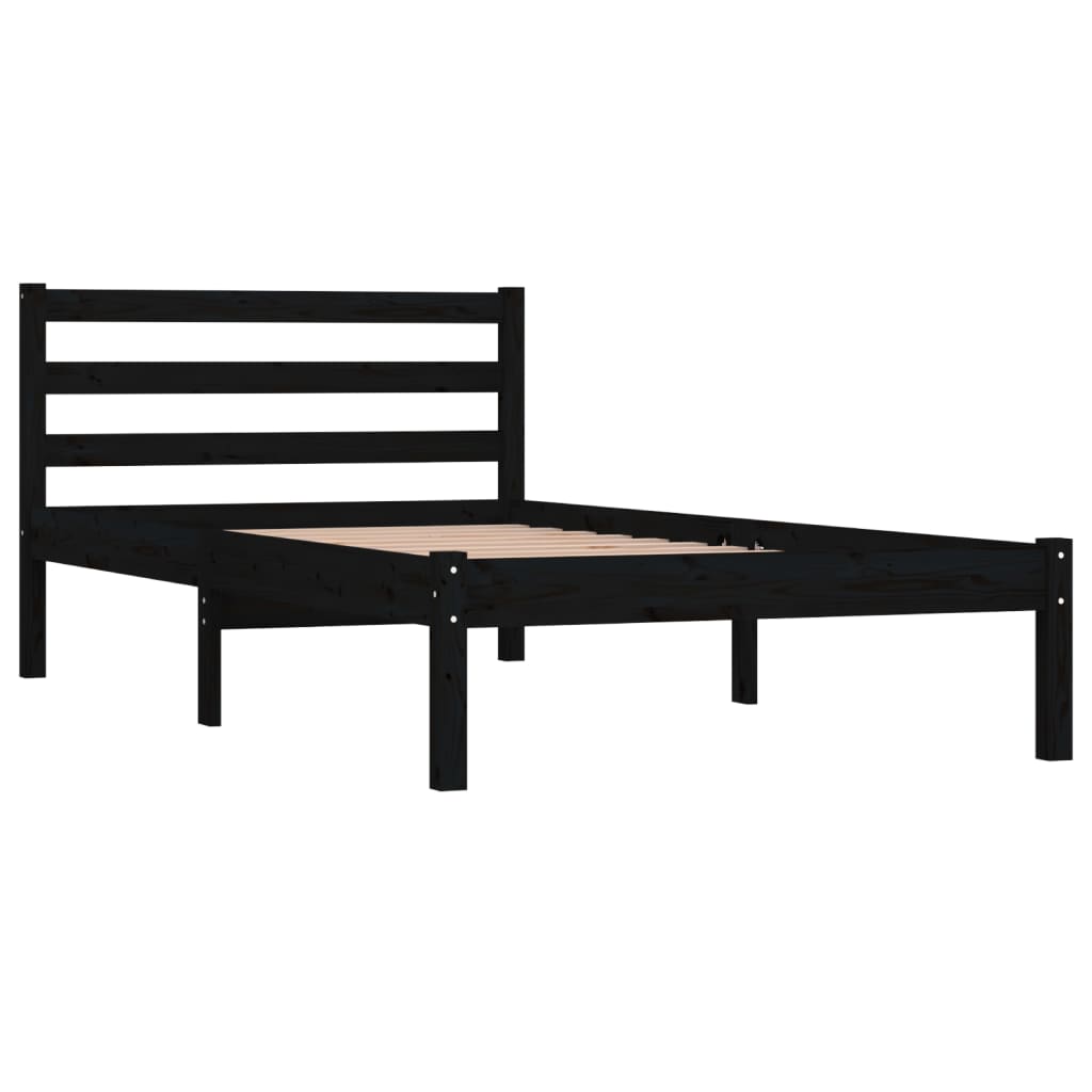 Bed Frame Solid Wood Pine 92x187 cm Single Bed Size Black - Newstart Furniture