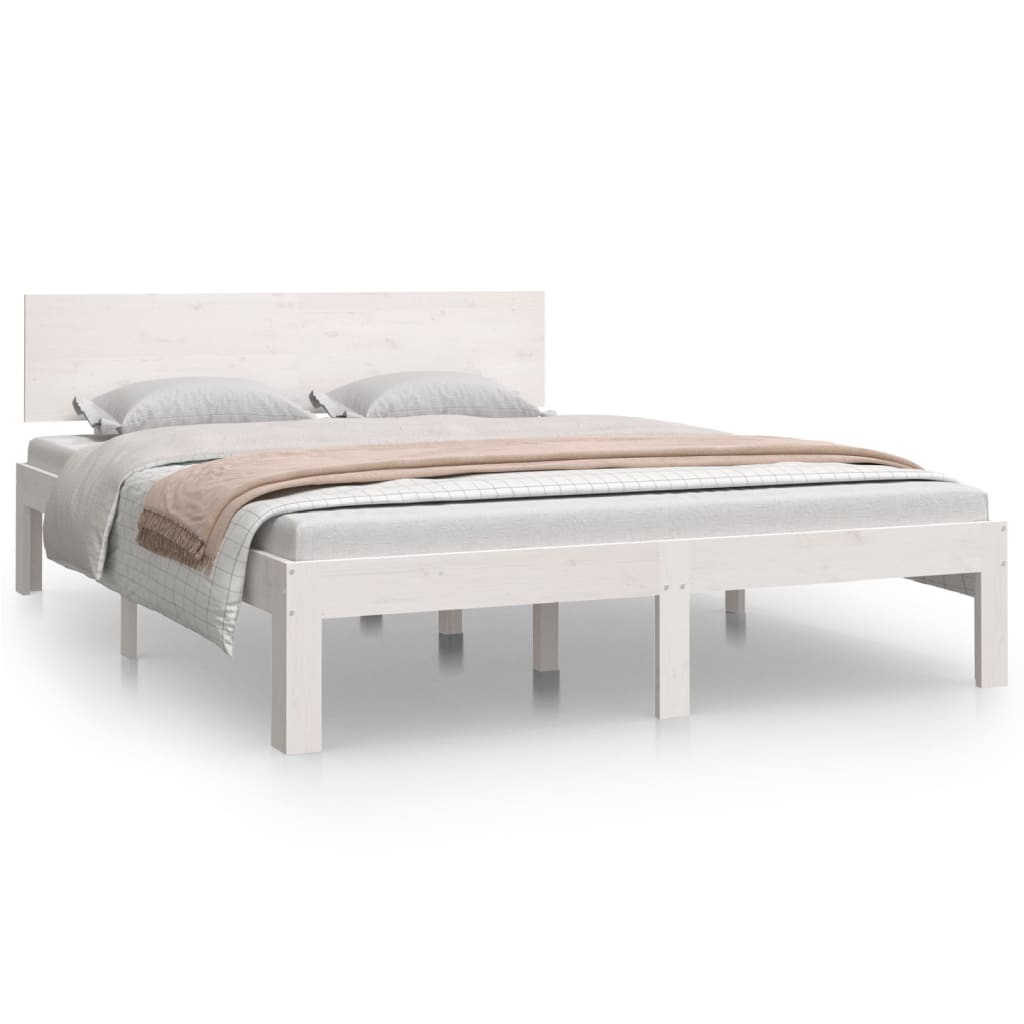Bed Frame White Solid Wood 137x187 cm Double Size - Newstart Furniture
