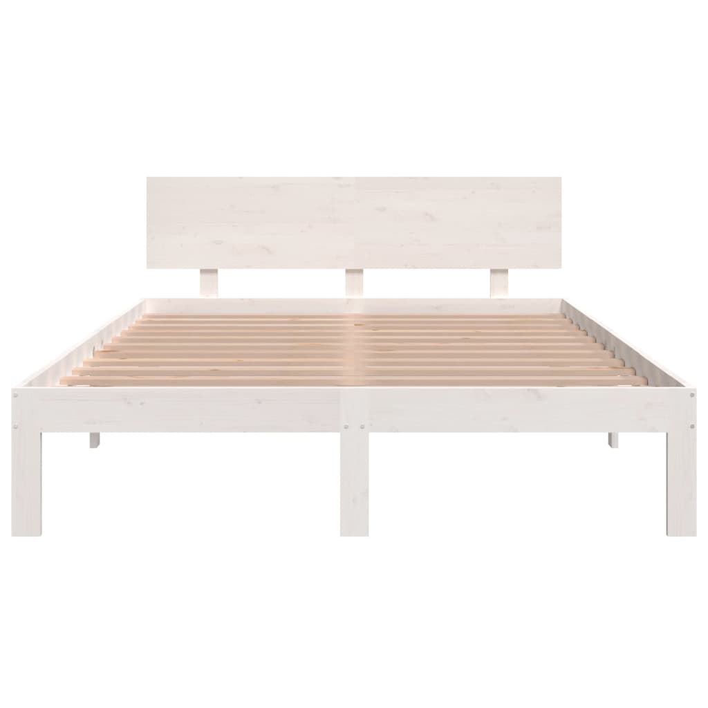 Bed Frame White Solid Wood 137x187 cm Double Size - Newstart Furniture