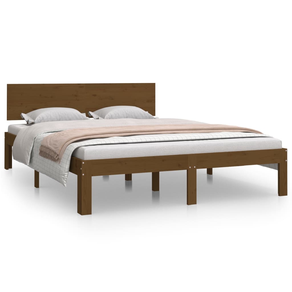 Bed Frame Honey Brown Solid Wood 137x187 cm Double Size - Newstart Furniture
