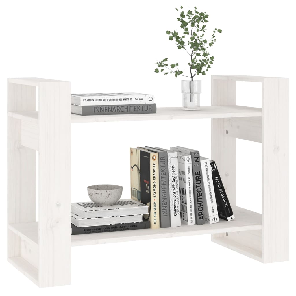 Book Cabinet/Room Divider White 80x35x56.5 cm Solid Wood Pine - Newstart Furniture