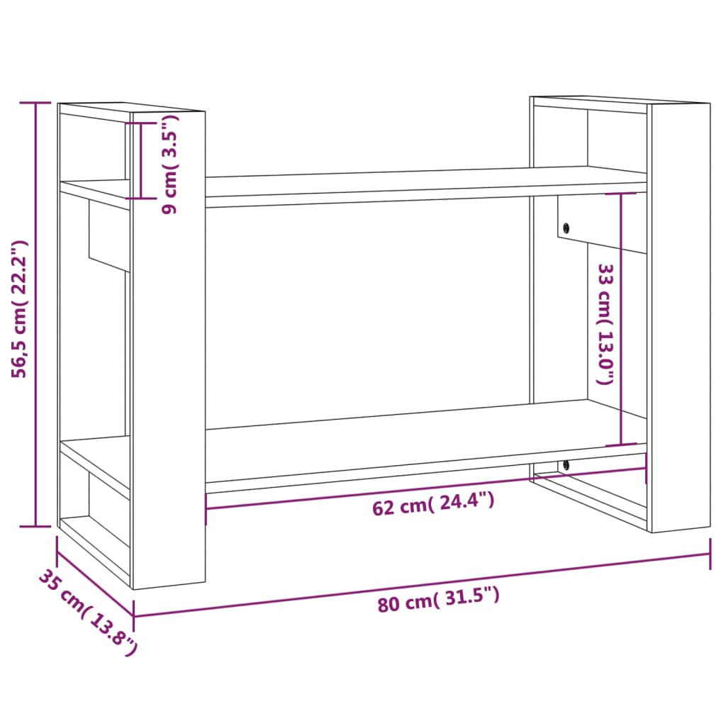 Book Cabinet/Room Divider White 80x35x56.5 cm Solid Wood Pine - Newstart Furniture
