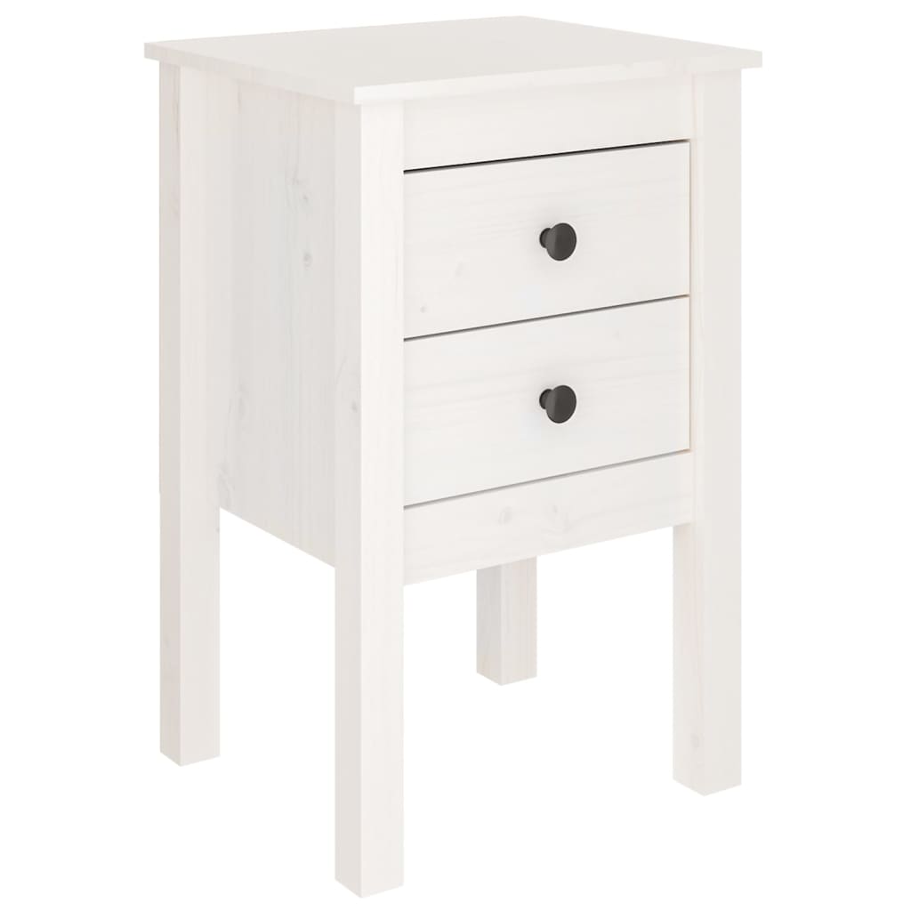 Bedside Cabinet White 40x35x61.5 cm Solid Wood Pine - Newstart Furniture