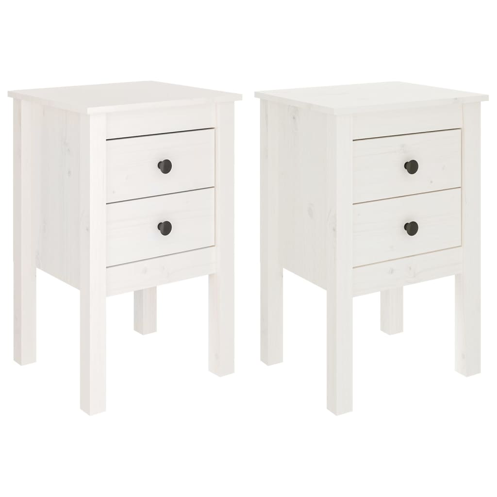 Bedside Cabinets 2 pcs White 40x35x61.5 cm Solid Wood Pine - Newstart Furniture