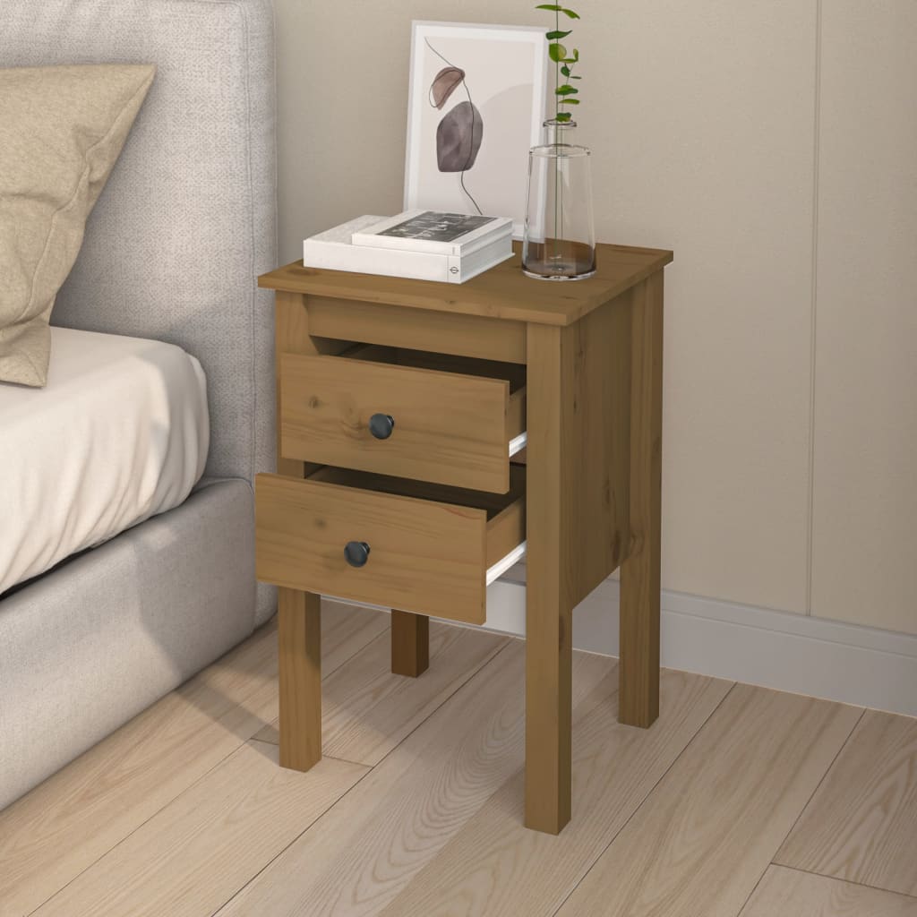 Bedside Cabinet Honey Brown 40x35x61.5 cm Solid Wood Pine - Newstart Furniture