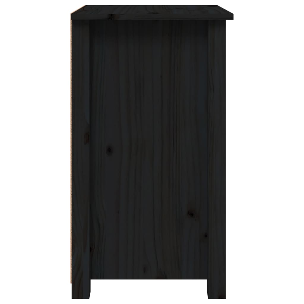 Bedside Cabinet Black 40x35x61.5 cm Solid Wood Pine - Newstart Furniture