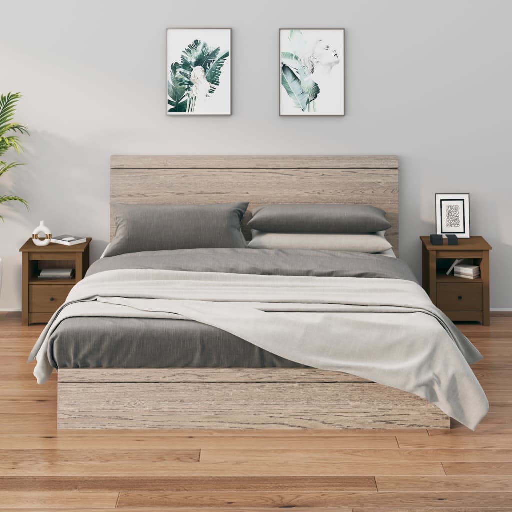 Bedside Cabinets 2 pcs Honey Brown 40x35x49 cm Solid Wood Pine - Newstart Furniture