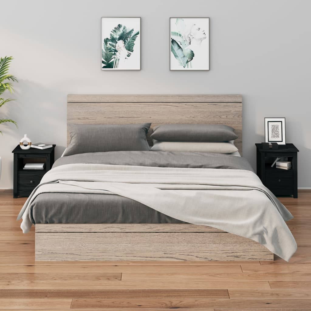 Bedside Cabinets 2 pcs Black 40x35x49 cm Solid Wood Pine - Newstart Furniture