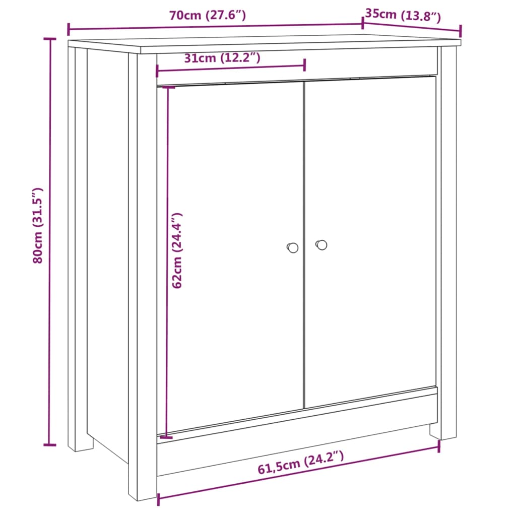 Sideboard 70x35x80 cm Solid Wood Pine - Newstart Furniture