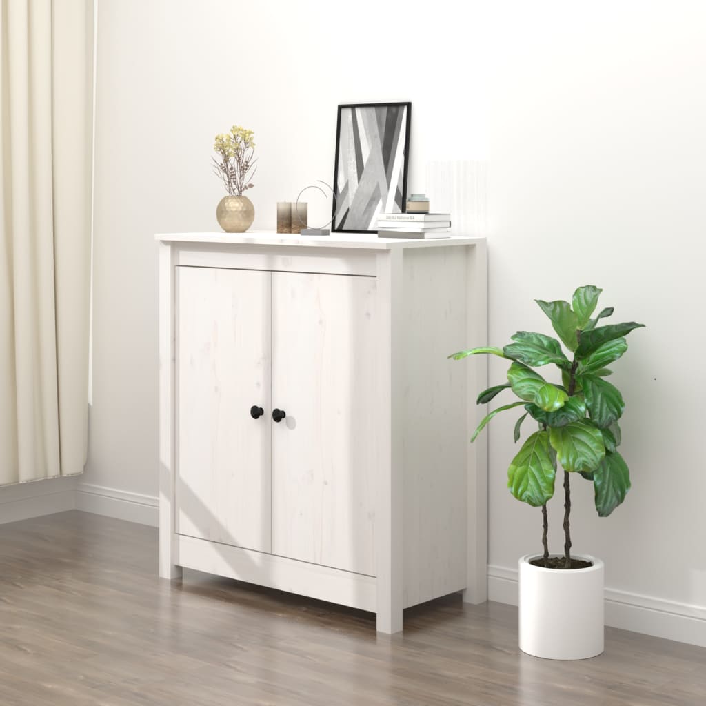 Sideboard White 70x35x80 cm Solid Wood Pine - Newstart Furniture