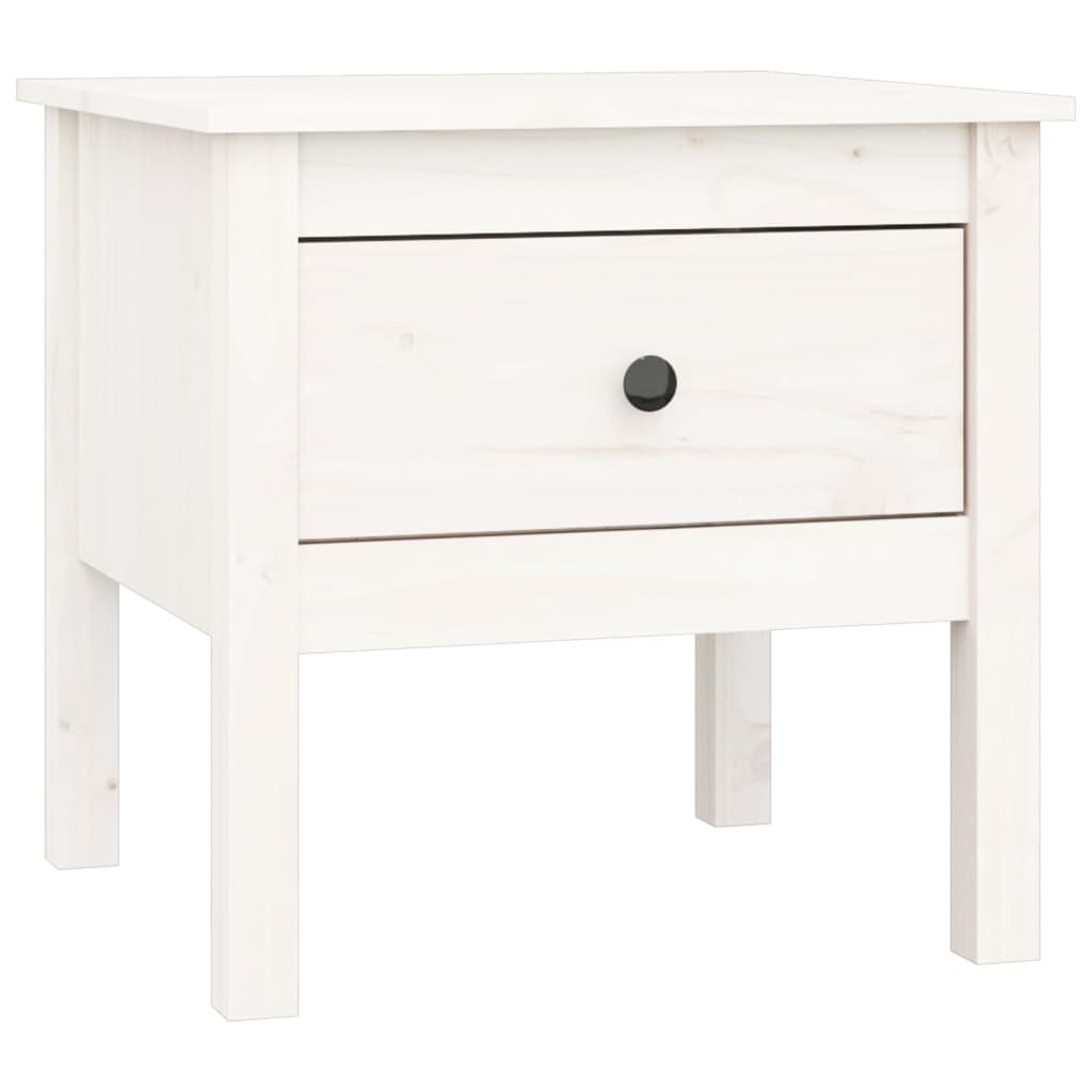 Side Table White 50x50x49 cm Solid Wood Pine - Newstart Furniture