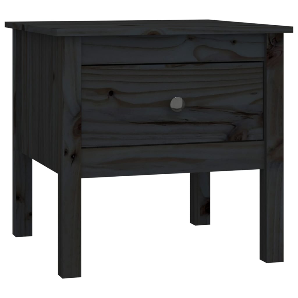 Side Table Black 50x50x49 cm Solid Wood Pine - Newstart Furniture