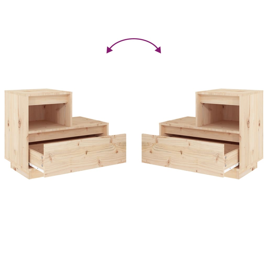 Bedside Cabinets 2 pcs 60x34x51 cm Solid Wood Pine - Newstart Furniture