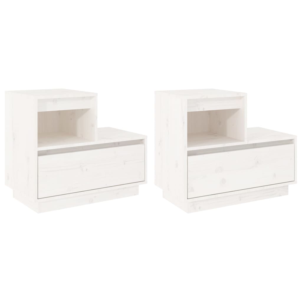 Bedside Cabinets 2 pcs White 60x34x51 cm Solid Wood Pine - Newstart Furniture
