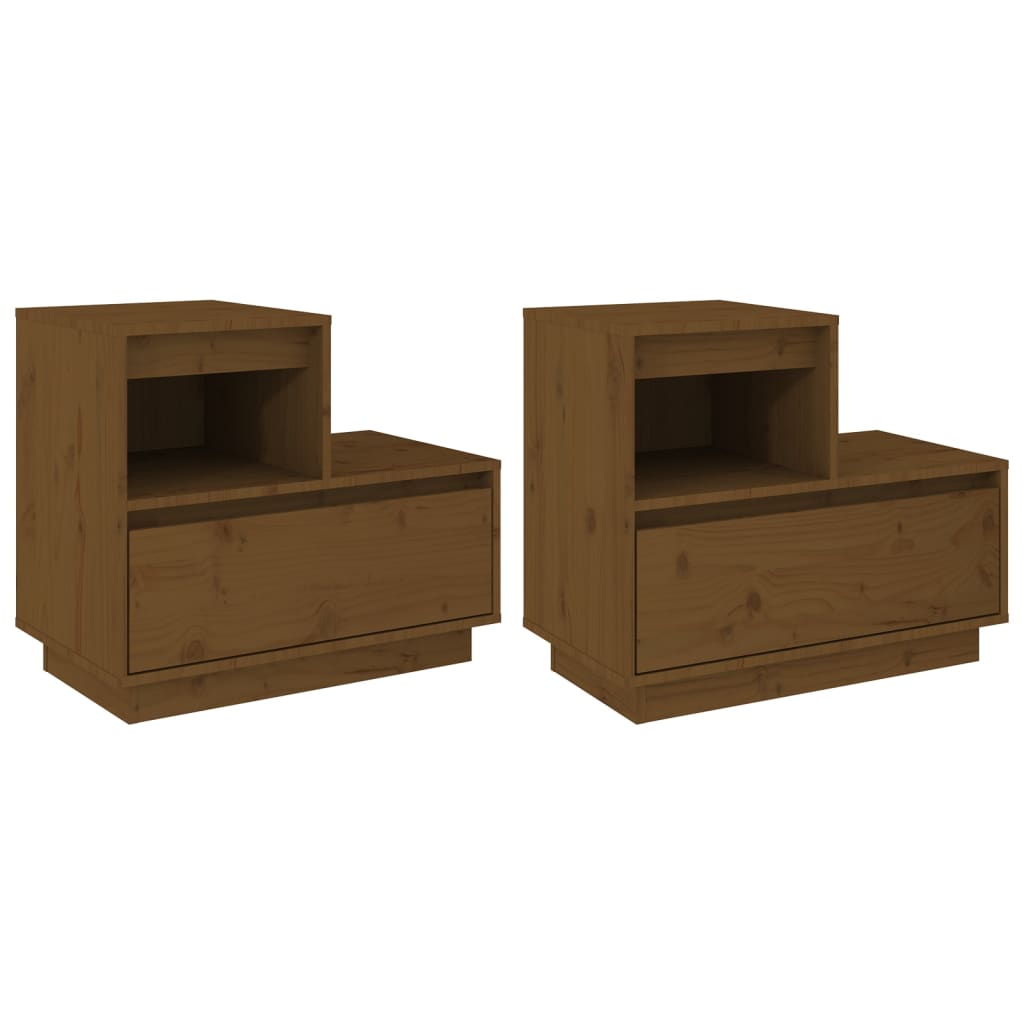 Bedside Cabinets 2 pcs Honey Brown 60x34x51 cm Solid Wood Pine - Newstart Furniture