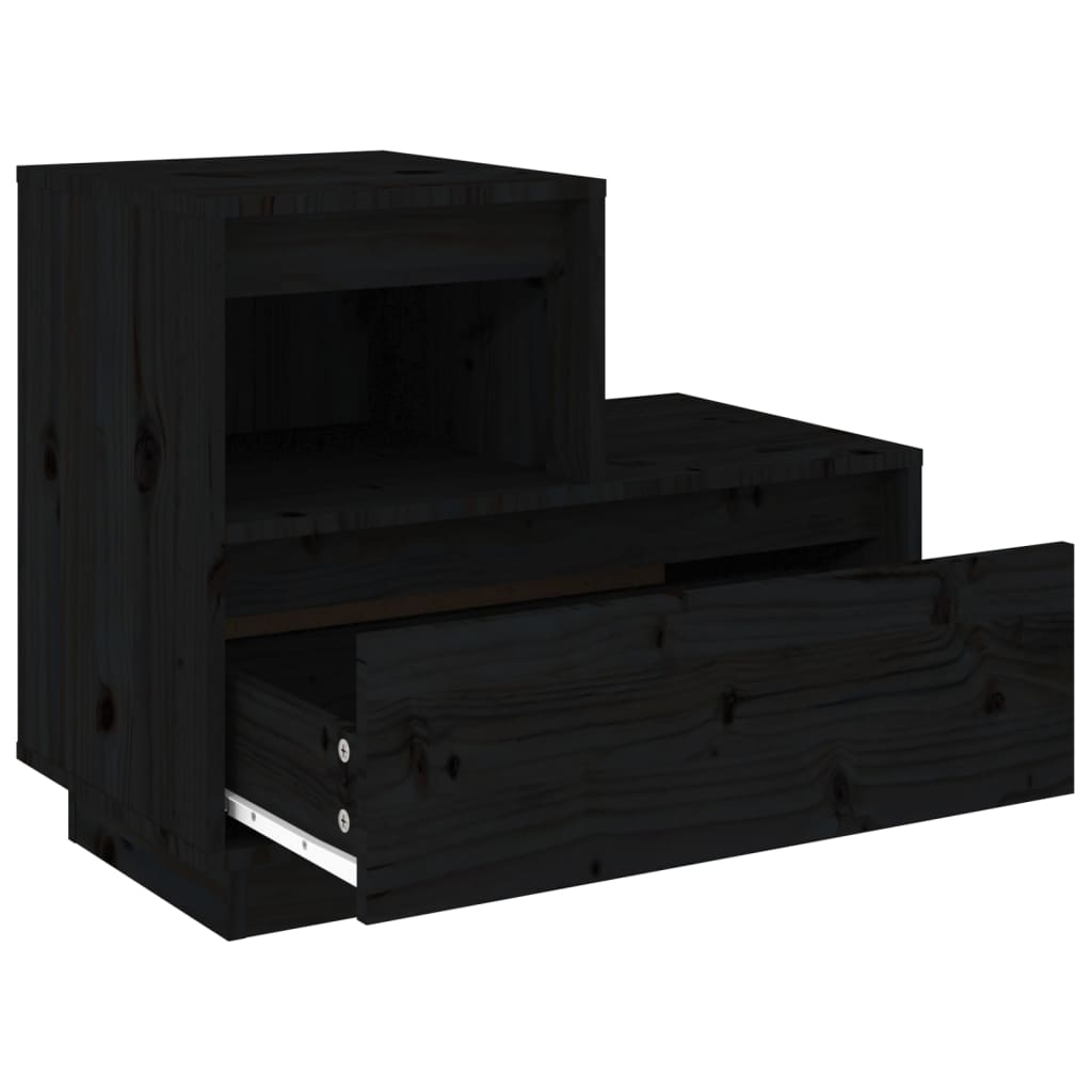 Bedside Cabinets 2 pcs Black 60x34x51 cm Solid Wood Pine - Newstart Furniture