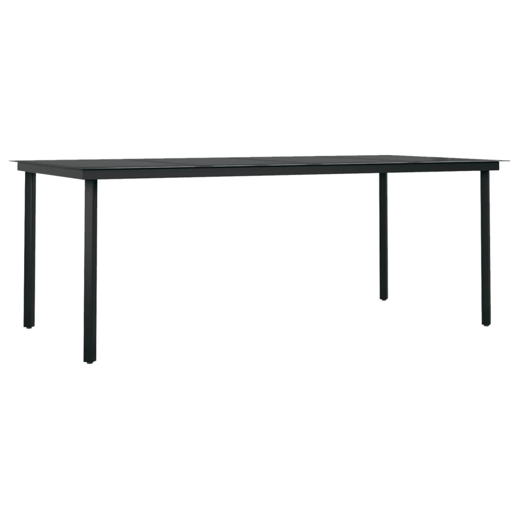 Garden Dining Table Black 200x100x74 cm Steel and Glass - Newstart Furniture