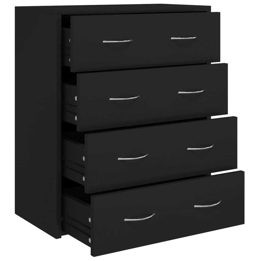 Sideboard with 4 Drawers 60x30.5x71 cm Black - Newstart Furniture