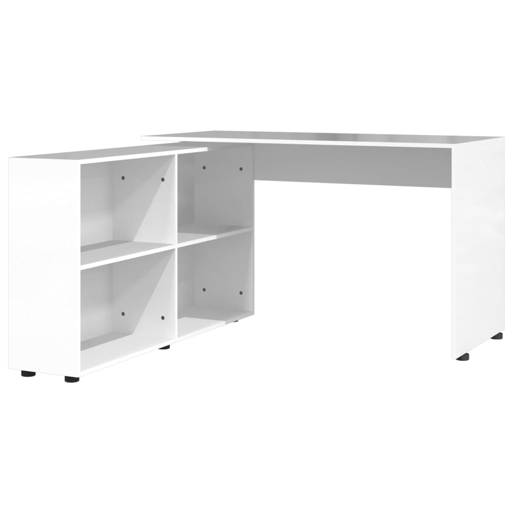 Corner Desk High Gloss White Engineered Wood - Newstart Furniture