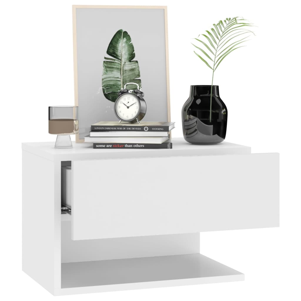 Wall-mounted Bedside Cabinet White - Newstart Furniture