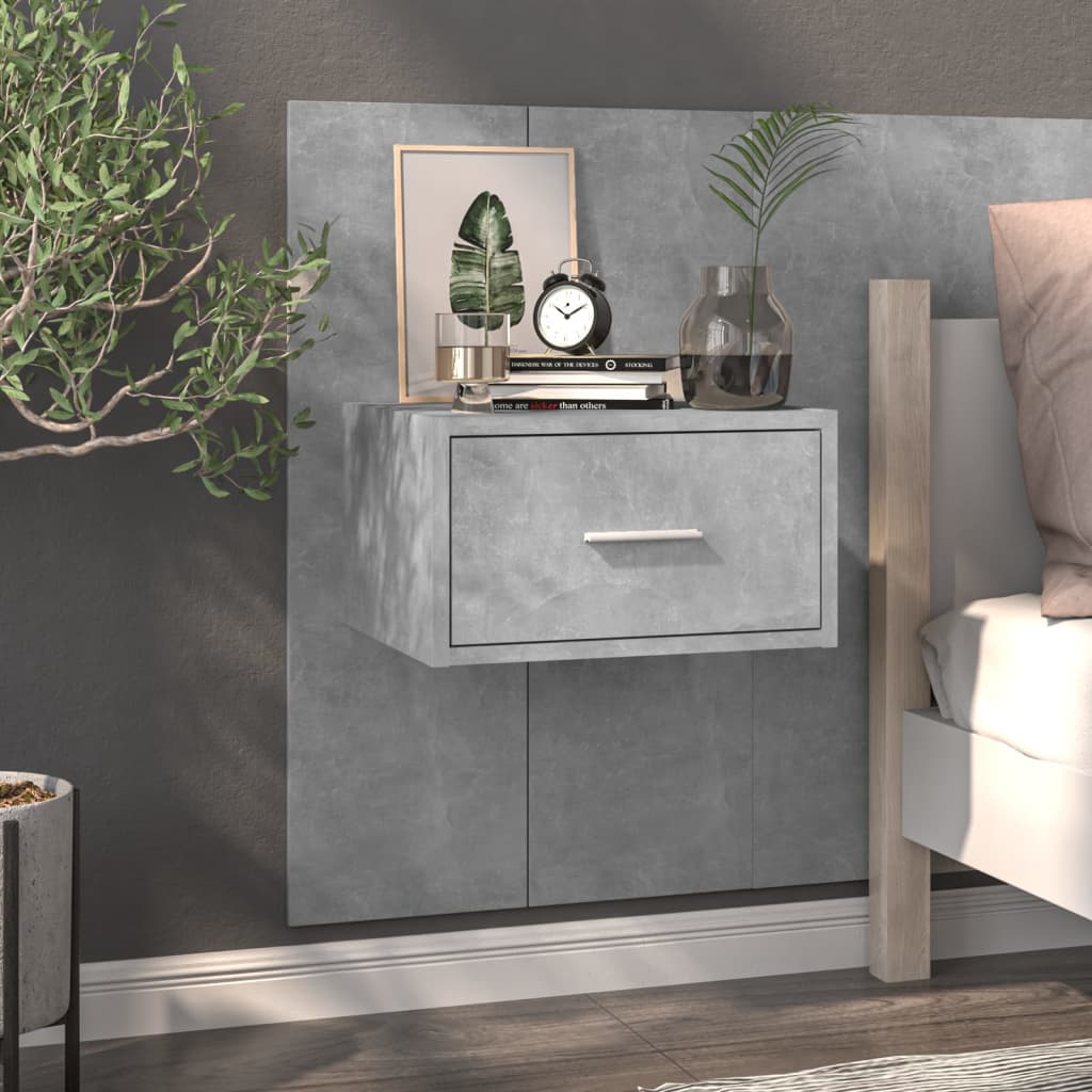 Wall-mounted Bedside Cabinets 2 pcs Concrete Grey - Newstart Furniture