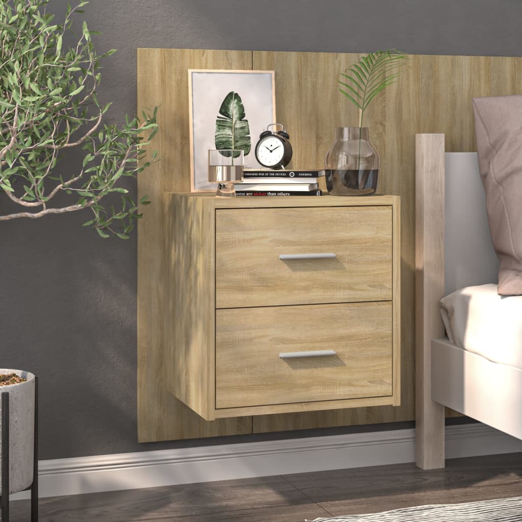 Wall-mounted Bedside Cabinet Sonoma Oak - Newstart Furniture