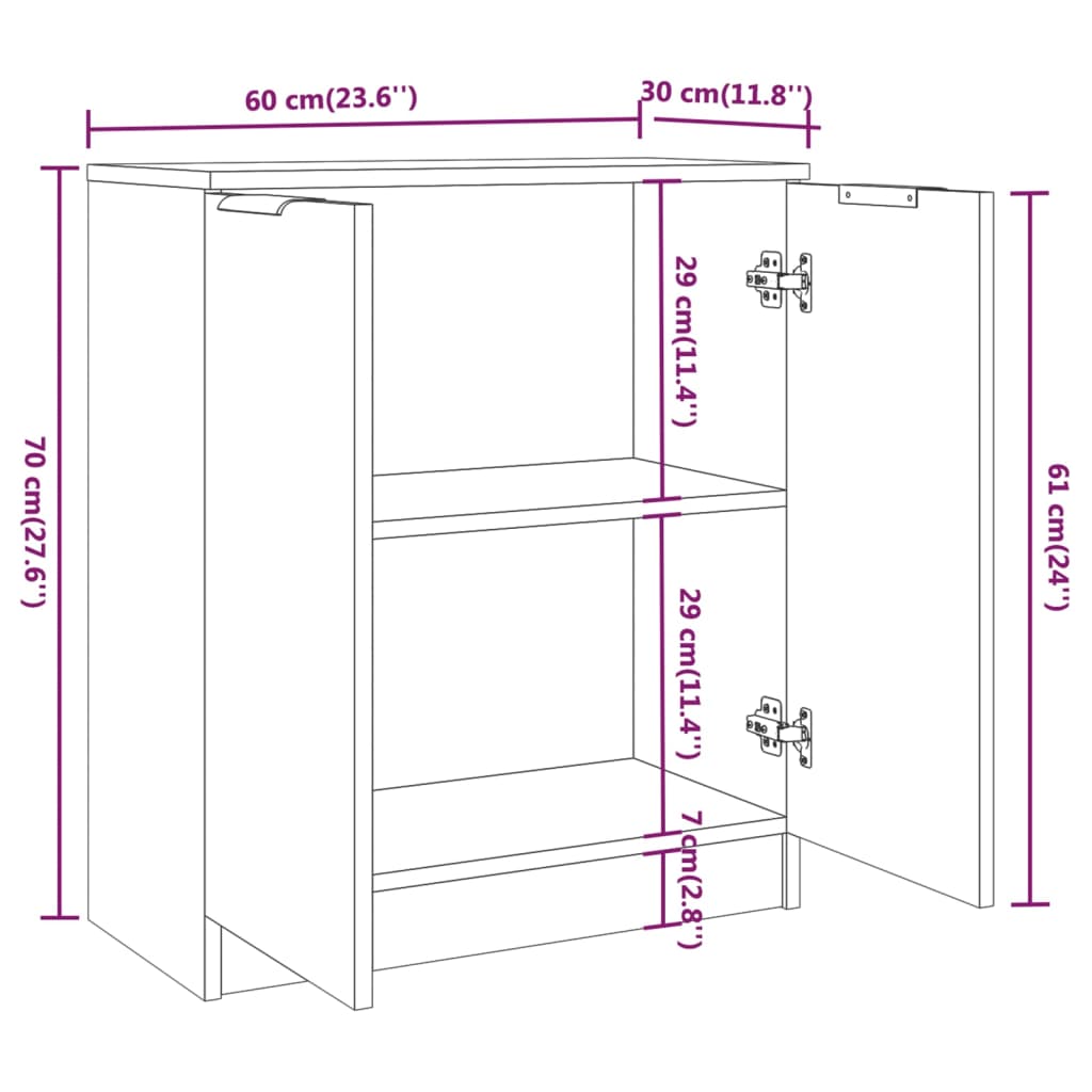 Sideboard Black 60x30x70 cm Engineered Wood - Newstart Furniture