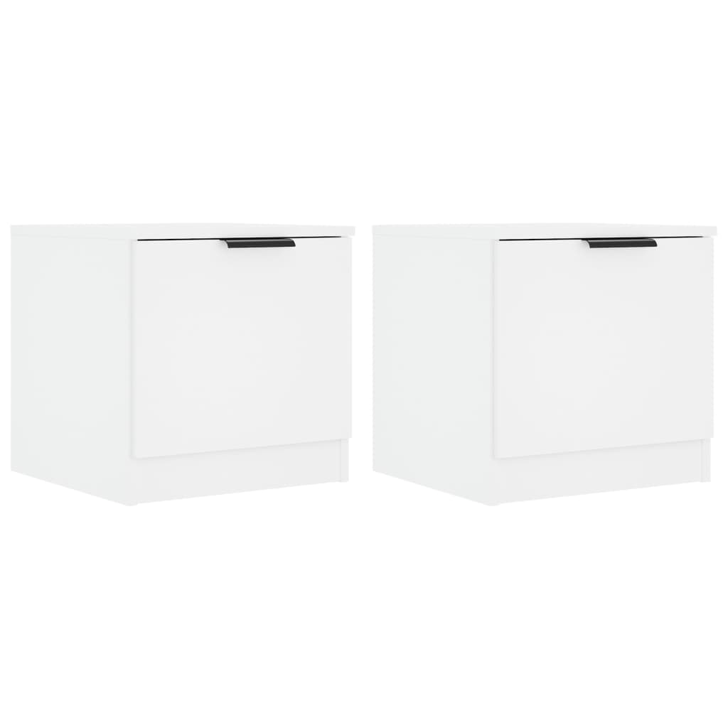 Bedside Cabinets 2 pcs White 40x39x40 cm - Newstart Furniture