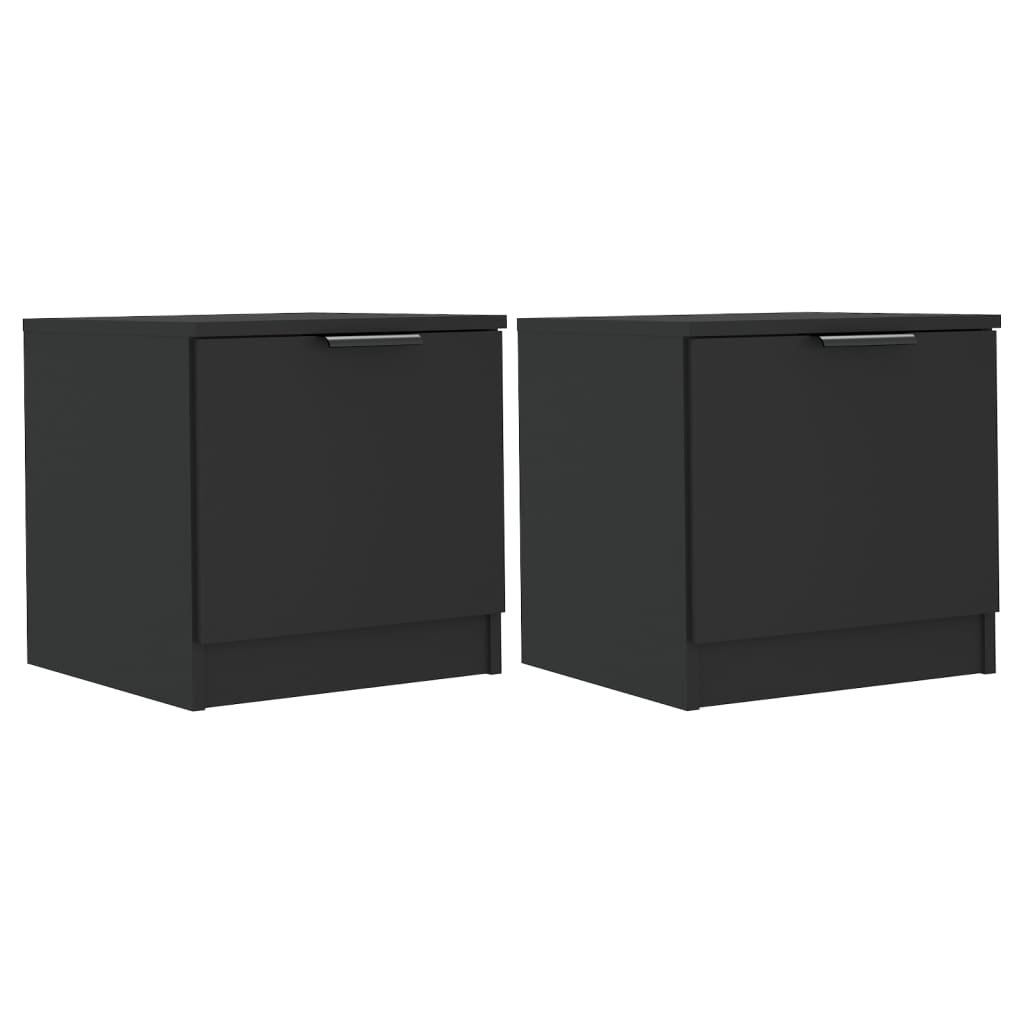 Bedside Cabinets 2 pcs Black 40x39x40 cm - Newstart Furniture