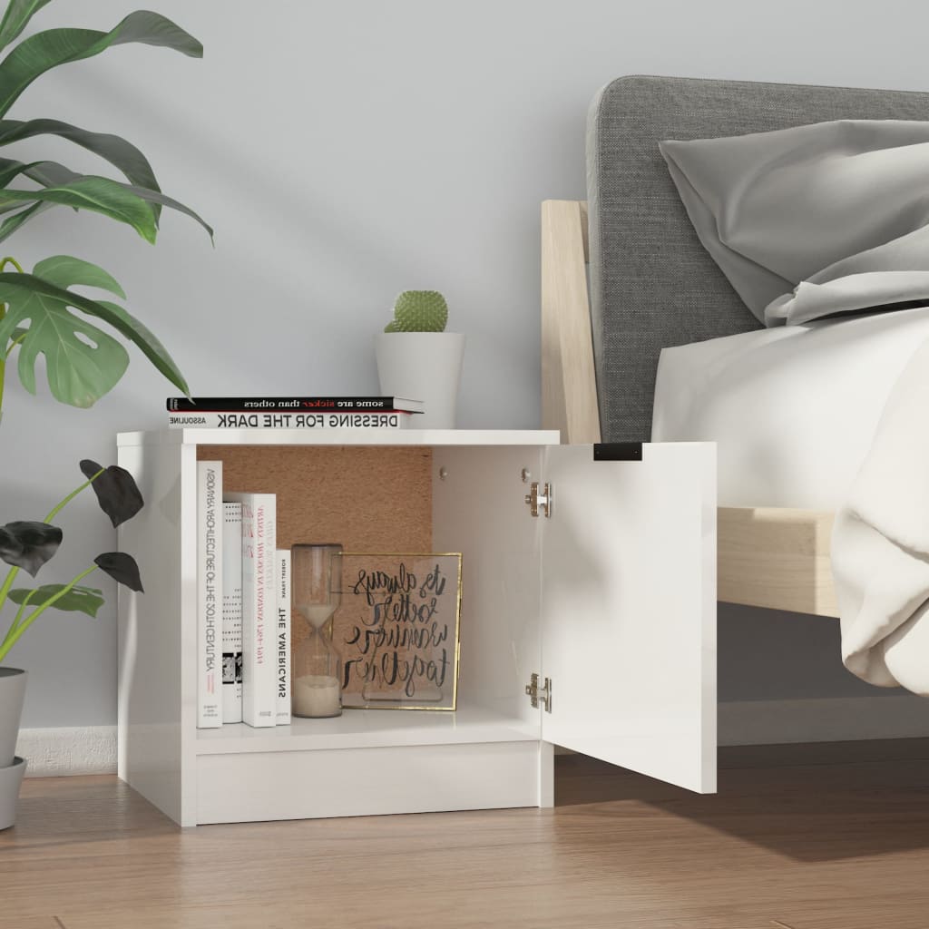 Bedside Cabinets 2 pcs High Gloss White 40x39x40 cm - Newstart Furniture