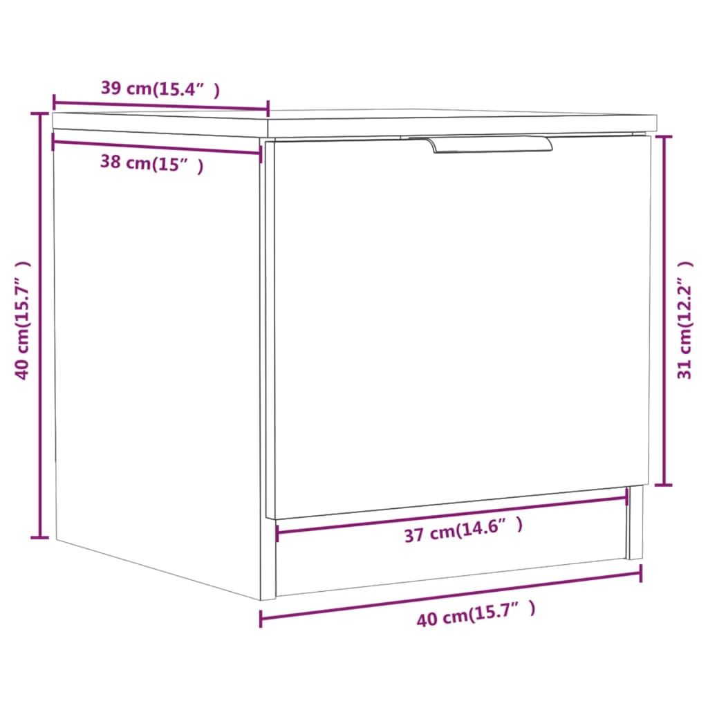 Bedside Cabinets 2 pcs High Gloss White 40x39x40 cm - Newstart Furniture