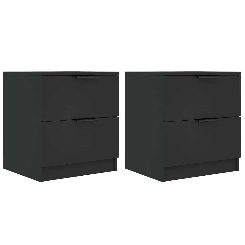 Bedside Cabinets 2 pcs Black Engineered Wood - Newstart Furniture