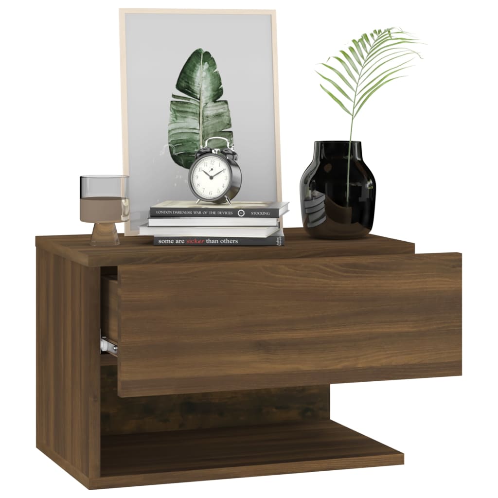 Wall-mounted Bedside Cabinets 2 pcs Brown Oak - Newstart Furniture